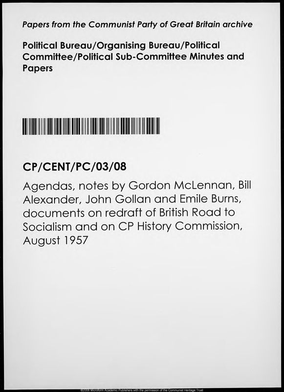 View document: Material from the Political Committee, August 1957.