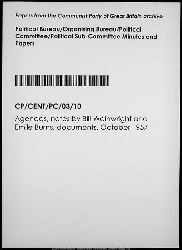 View document: Material from the Political Committee, October 1957.