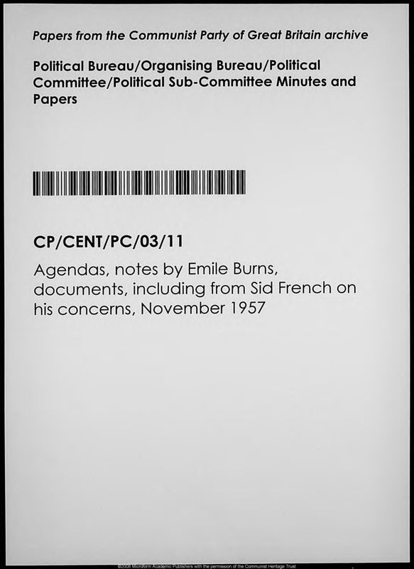 View document: Material from the Political Committee, November 1957.