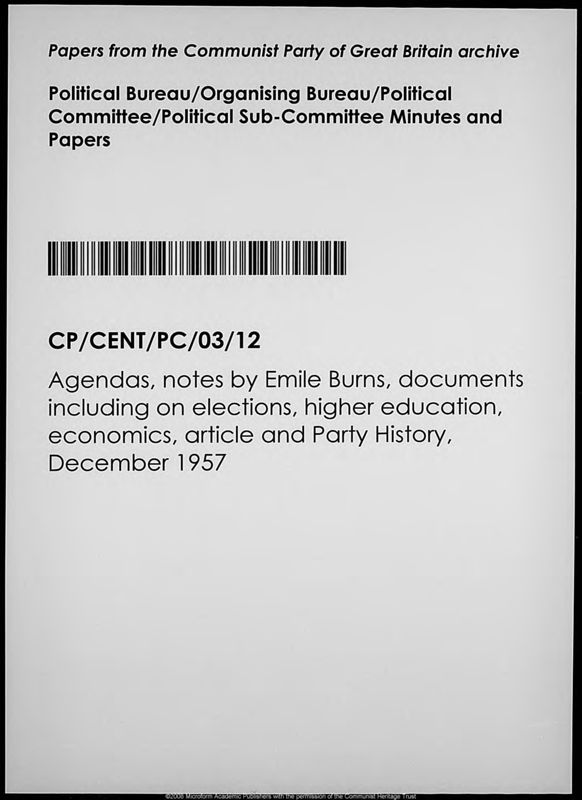 View document: Material from the Political Committee, December 1957.