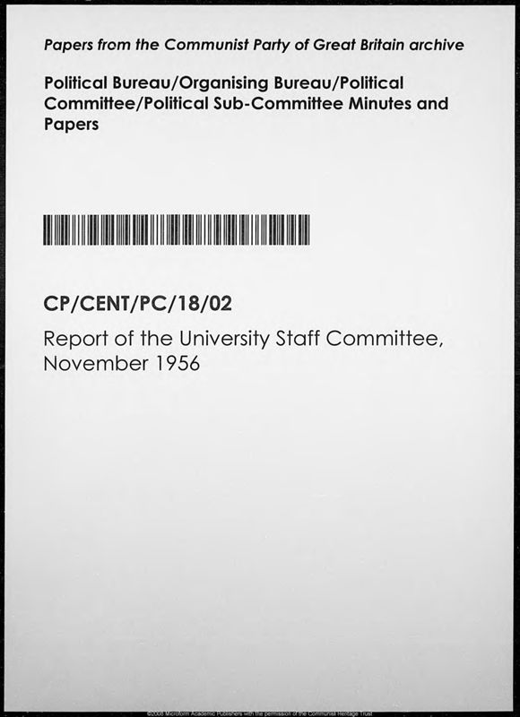 View document: Material Related to the ‘University Staff Committee’, 1956.