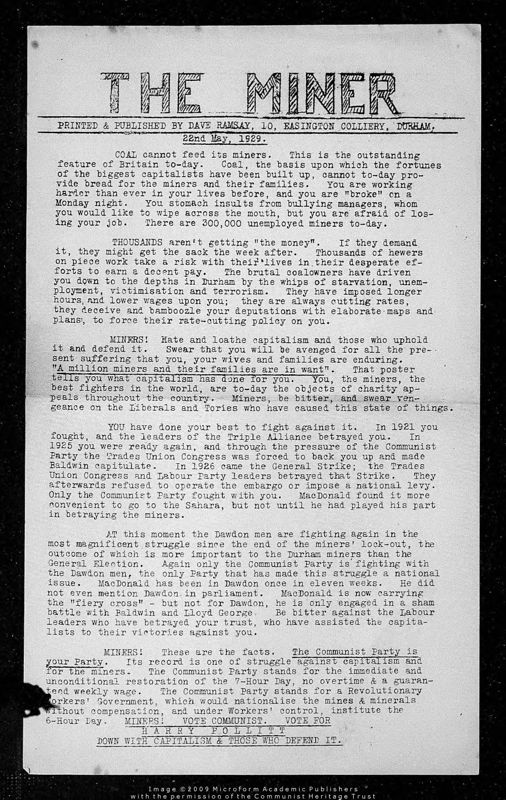 View document: Campaign material from the Lock-Out, 1929.