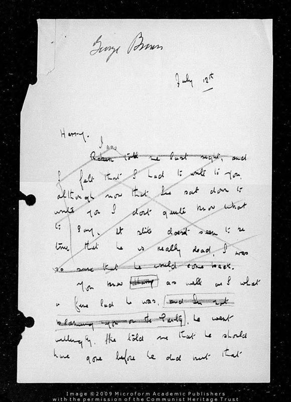 View document: Correspondence with British volunteers in Spain, 1936.