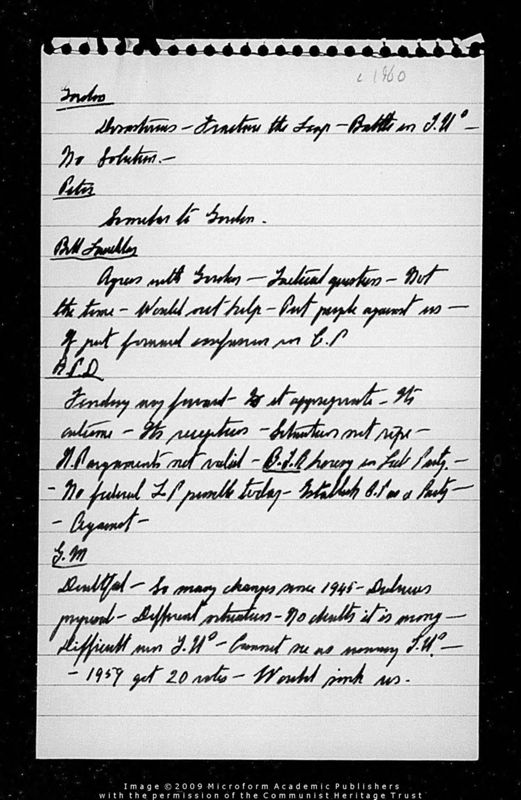 View document: Miscellaneous handwritten notes, 1960.