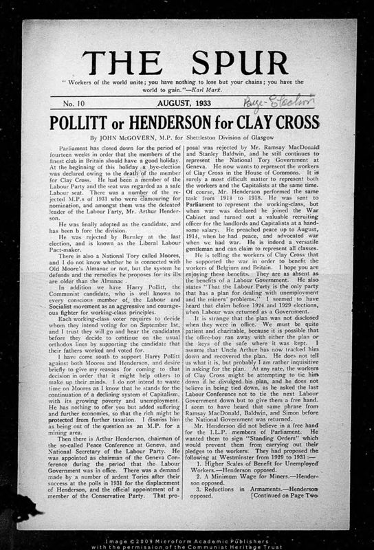 View document: Material from the Clay Cross by-election, 1933.