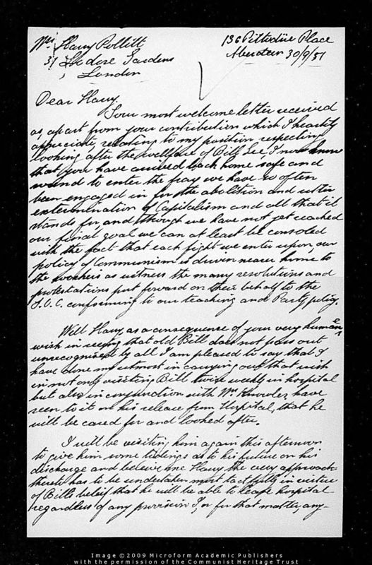 View document: Pollitt’s appeal on behalf of William Gee (vi), 1950.