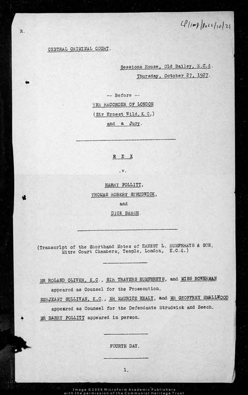 View document: Rex vs Pollitt: day four of the trial, 1927.