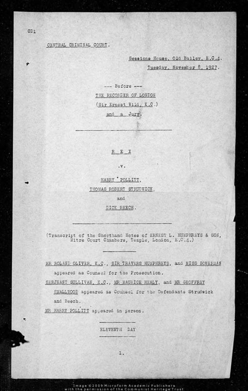 View document: Rex vs Pollitt: day eleven of the trial, 1927.