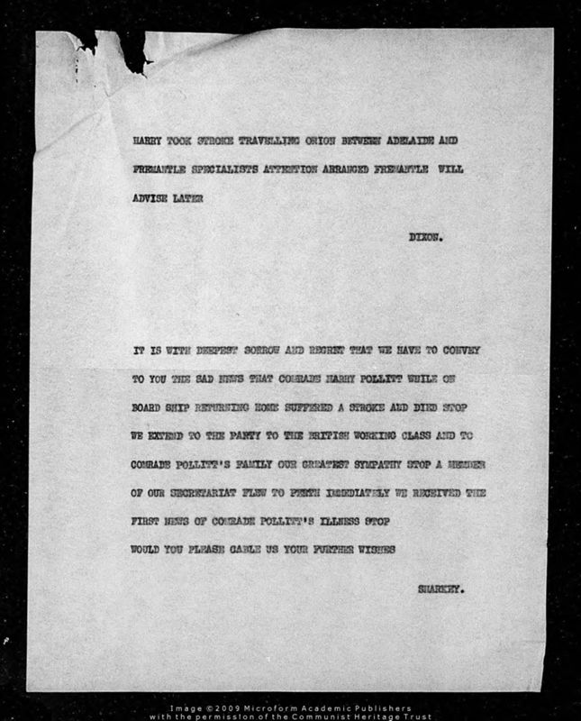 View document: Correspondence sent to the CPGB Executive Committee (ii), 1960.