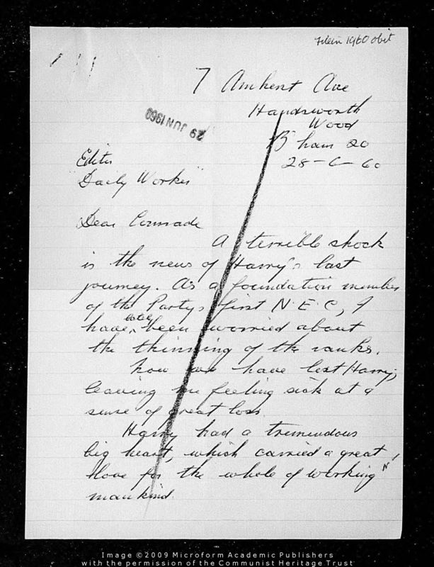 View document: Correspondence sent to the Daily Worker, 1960.