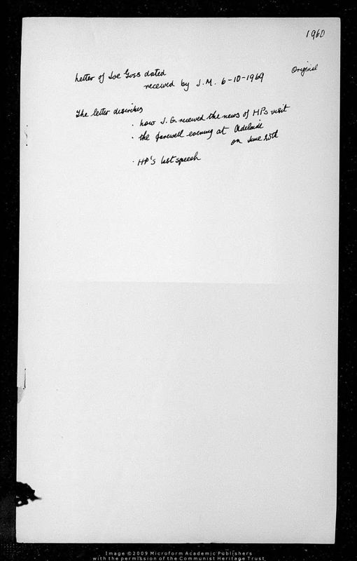 View document: Research material: Pollitt’s trip to Australia and New Zealand, 1960-1974.