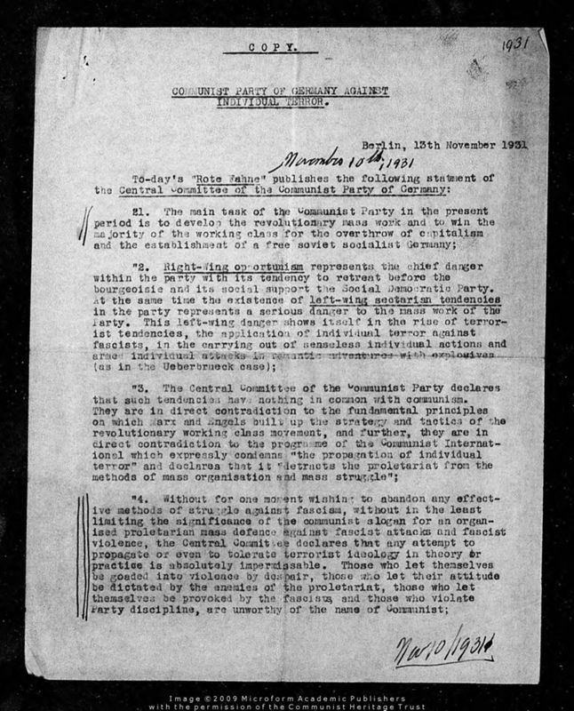 View document: Report on the burning of the Reichstag, 1931-1933.